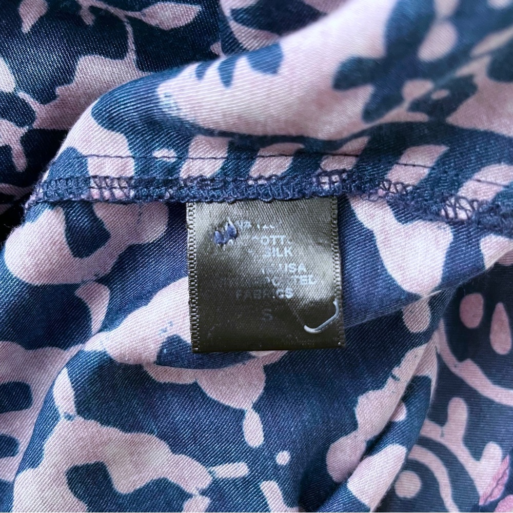 Xírena Ikat Long Sleeve Button Up Shirt Blouse Kiran Cotton Silk Purple Blue S - Picture 8 of 10